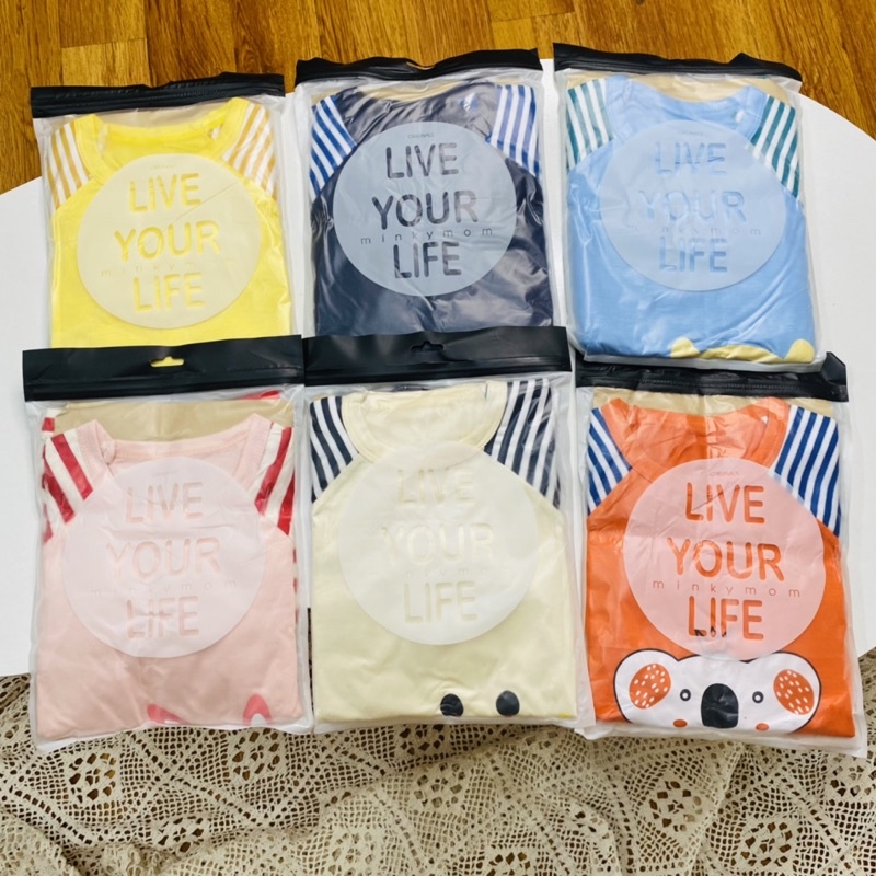 Bộ Quần Áo Dài Tay Minky Mom Thun Lạnh Thoáng Mát Hoạ Tiết Động Vật Sinh Động, Quần kẻ