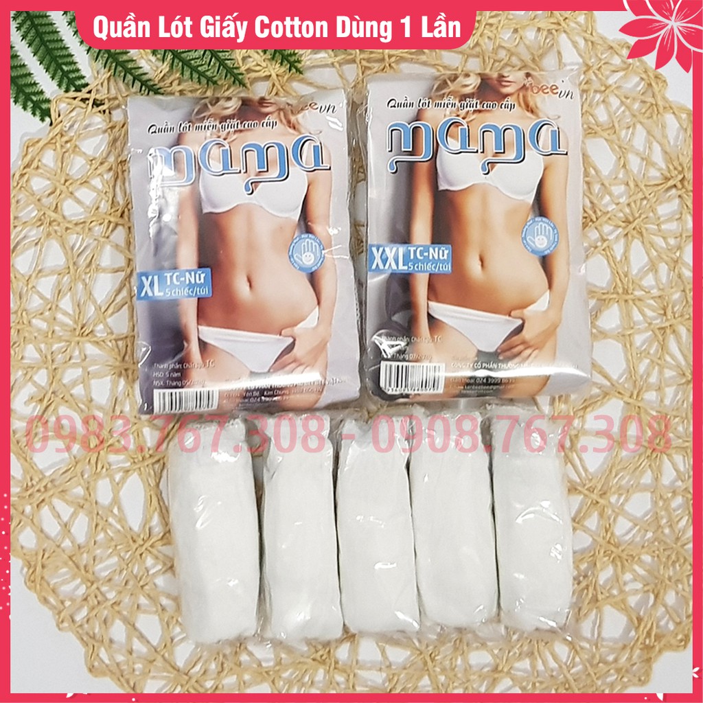 Bịch 5 Chiếc Quần Lót Giấy Cotton Tiện Lợi Đi Du Lịch, Cho Mẹ Sau Sinh - Chất đẹp - 8936095880079