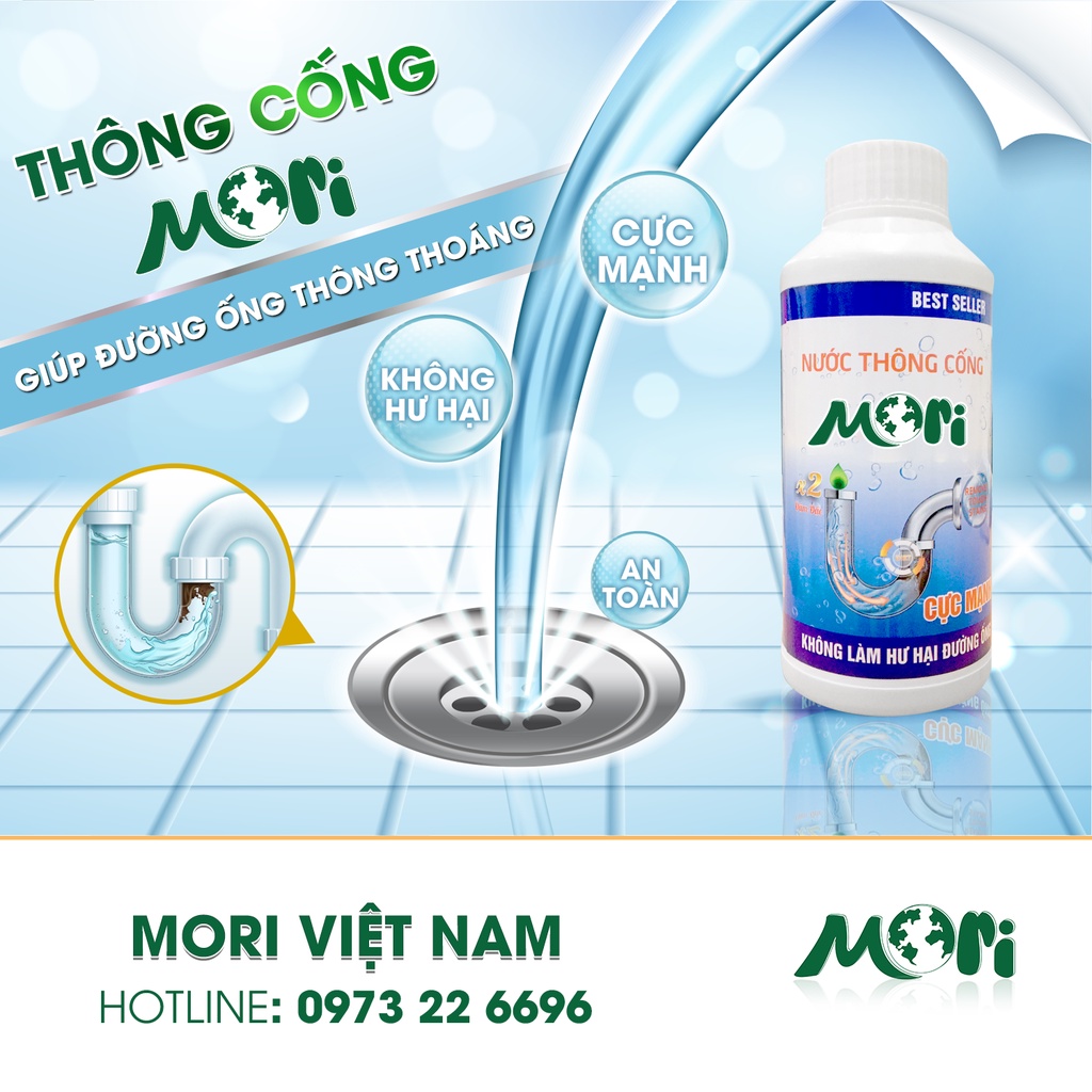 Nước thông cống Mori - Phân hủy nhanh chóng mọi chất bẩn trong đường ống_CHÍNH HÃNG 100%