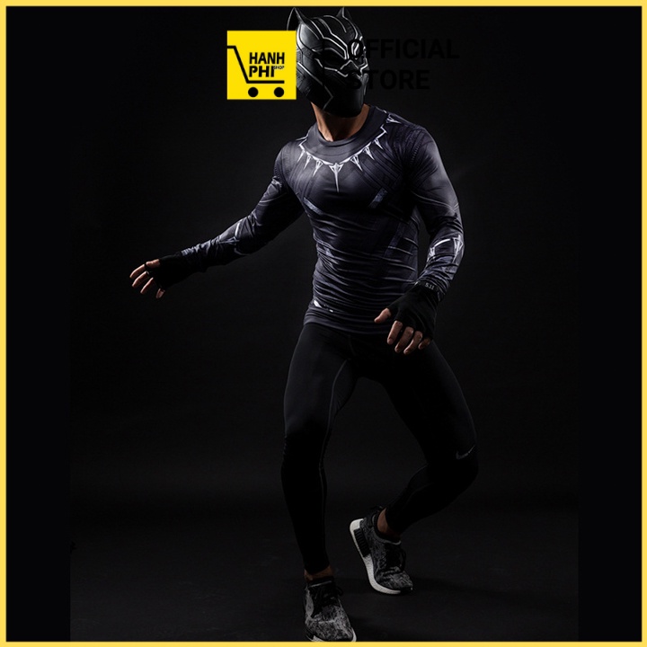 Áo giữ nhiệt nam dài tay thun lạnh tập GYM co dãn 4 chiều ôm body cosplay Black Panther The Flash