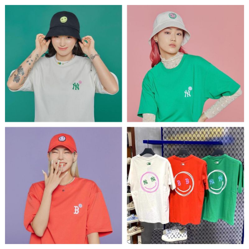 Áo đôi T shirt n.nữ MIb NY Boston mặt cười hàng cotton FULL TAG MIb