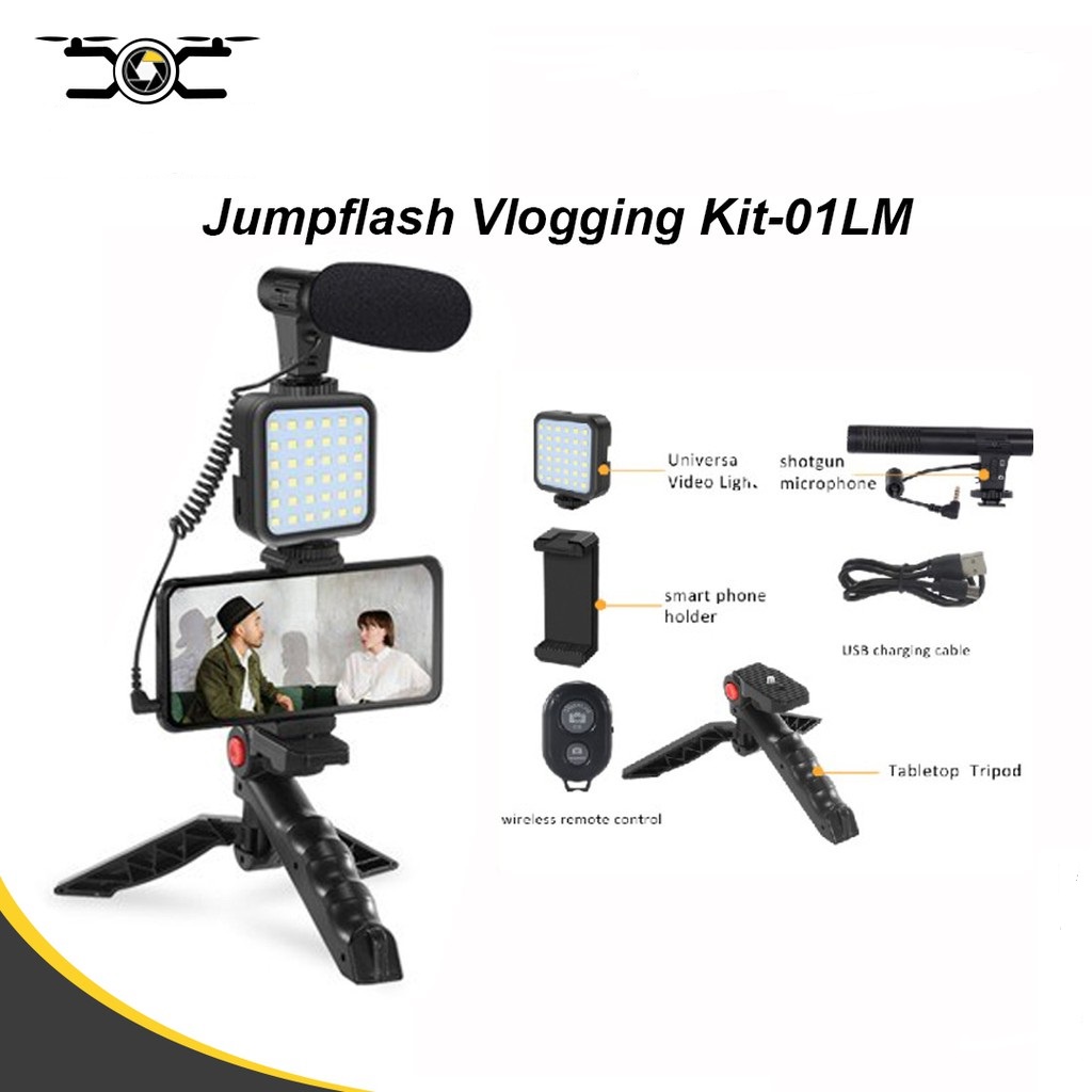 Giá đỡ điện thoại xoay 360 độ chống rung, Tặng Đèn Led, Micro Thu Âm - Chuyên Quay Video, Tiktok, Vlog, Livestream
