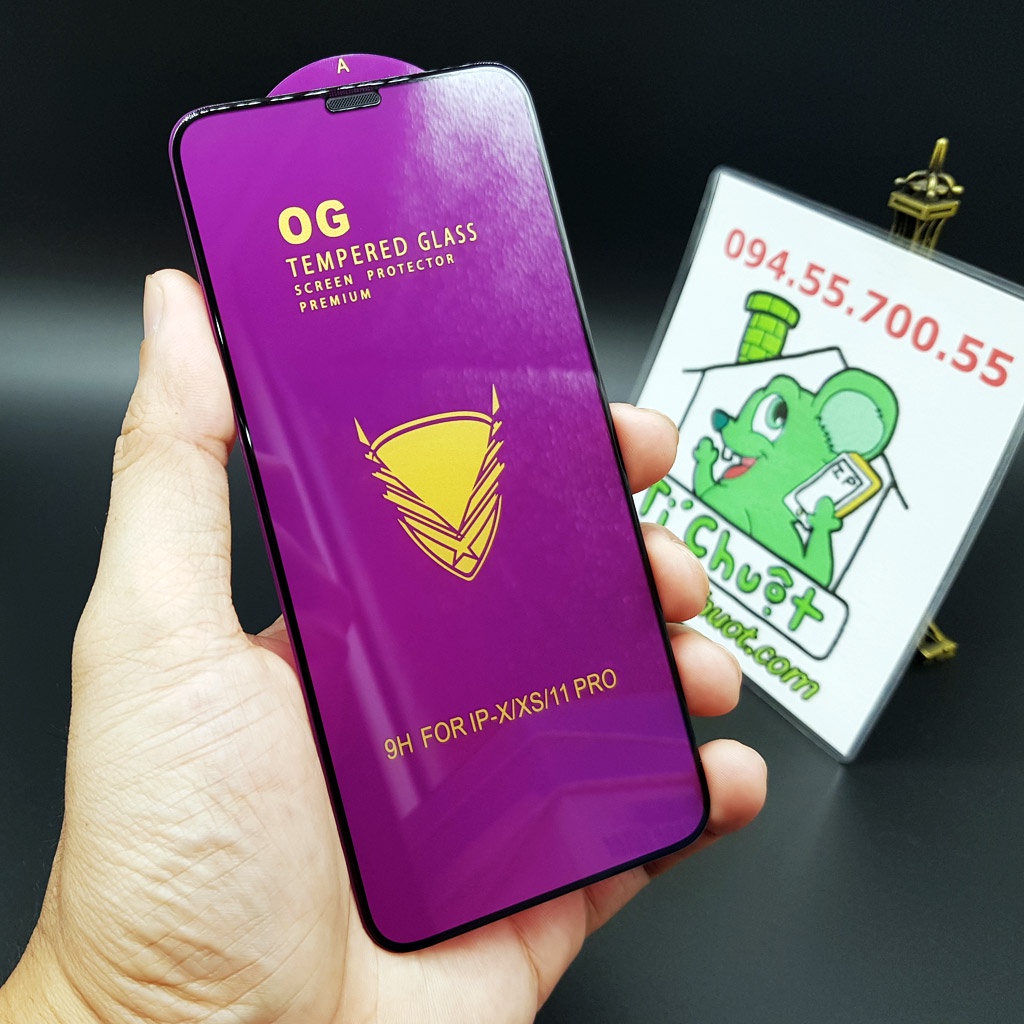 [Chính Hãng OG] Kính CL iPhone X/ Xs/ 11 PRO 5.8&quot; Cường Lực 2.5D Full Viền Cứng Chống Mẻ Cạnh
