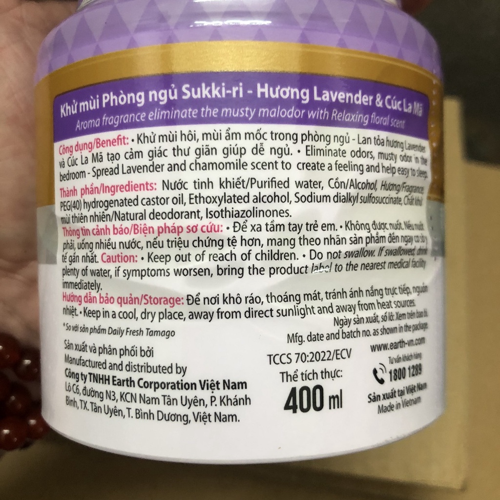 Dung Dịch Sukki-ri khử mùi thuốc lá/ toilet/ phòng ngủ 400ml