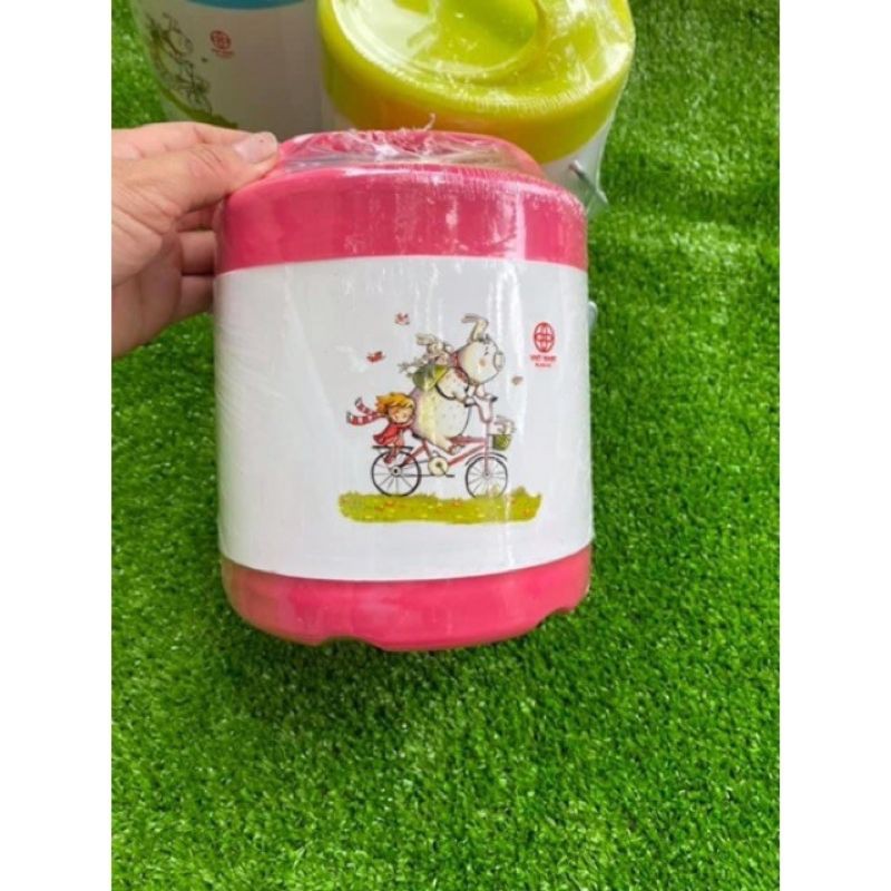 Cặp lồng ủ, camen giữ nhiệt 2 ngăn lõi inox chống nóng ngoài