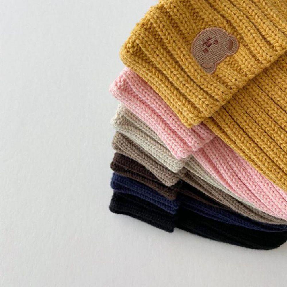 Mũ Len Beanie Mềm Mại Thêu Hình Chú Gấu Dễ Thương Cho Bé