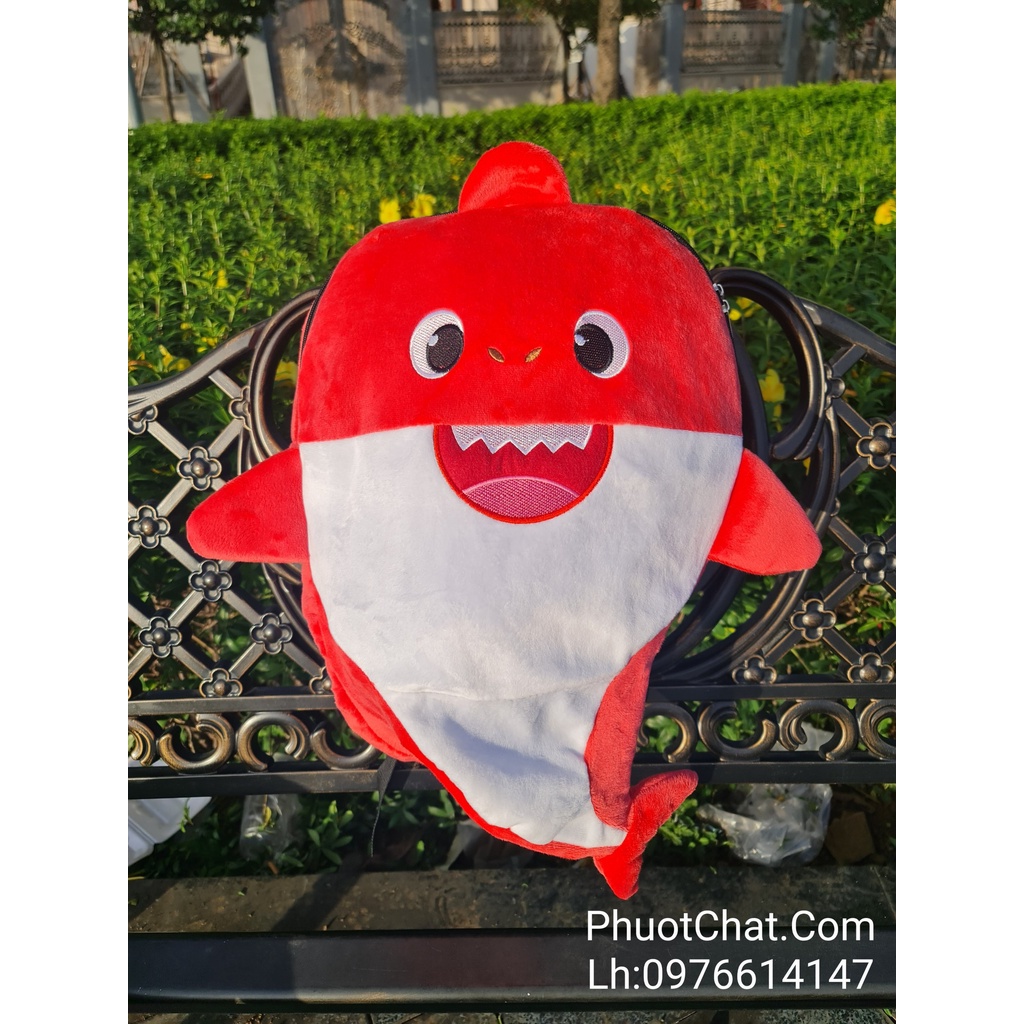Balo cá mập Baby Shark cute vải nhung mịn cao cấp