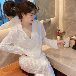 Bộ Pyjama Chất Lụa Gấm áo dài- quần dài