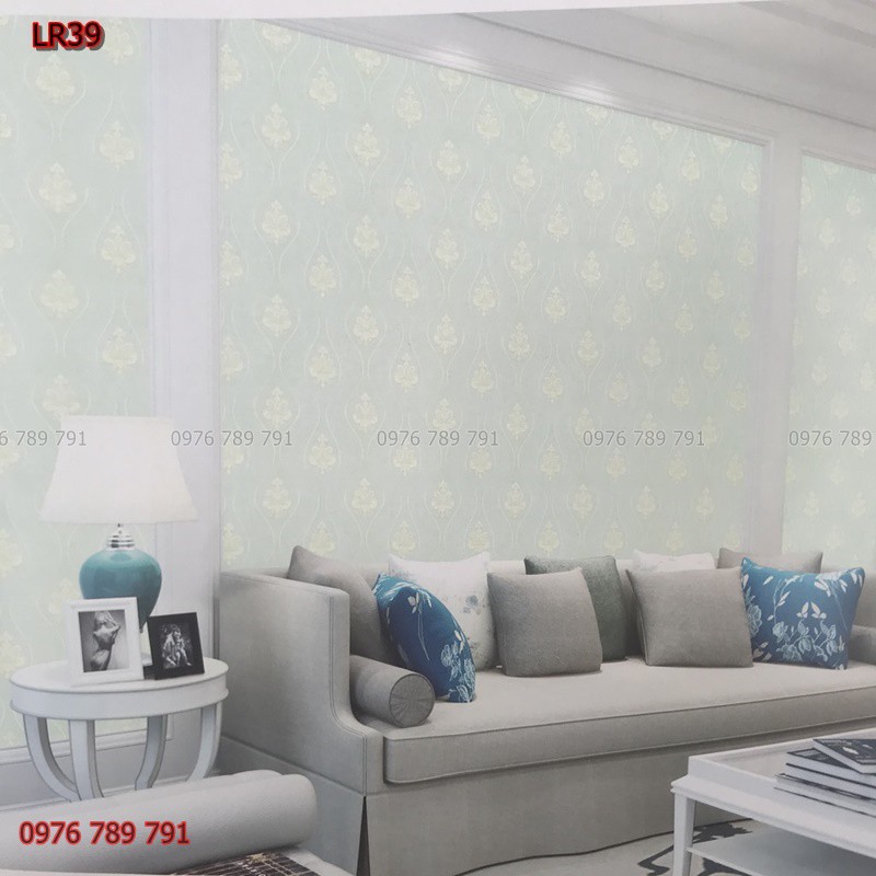 Giấy Dán Tường Hoa Văn 3D Cho Phòng Khách, Lụa Không Keo, Khổ 10m x 53 cm, Nhiều Màu Lựa Chọn