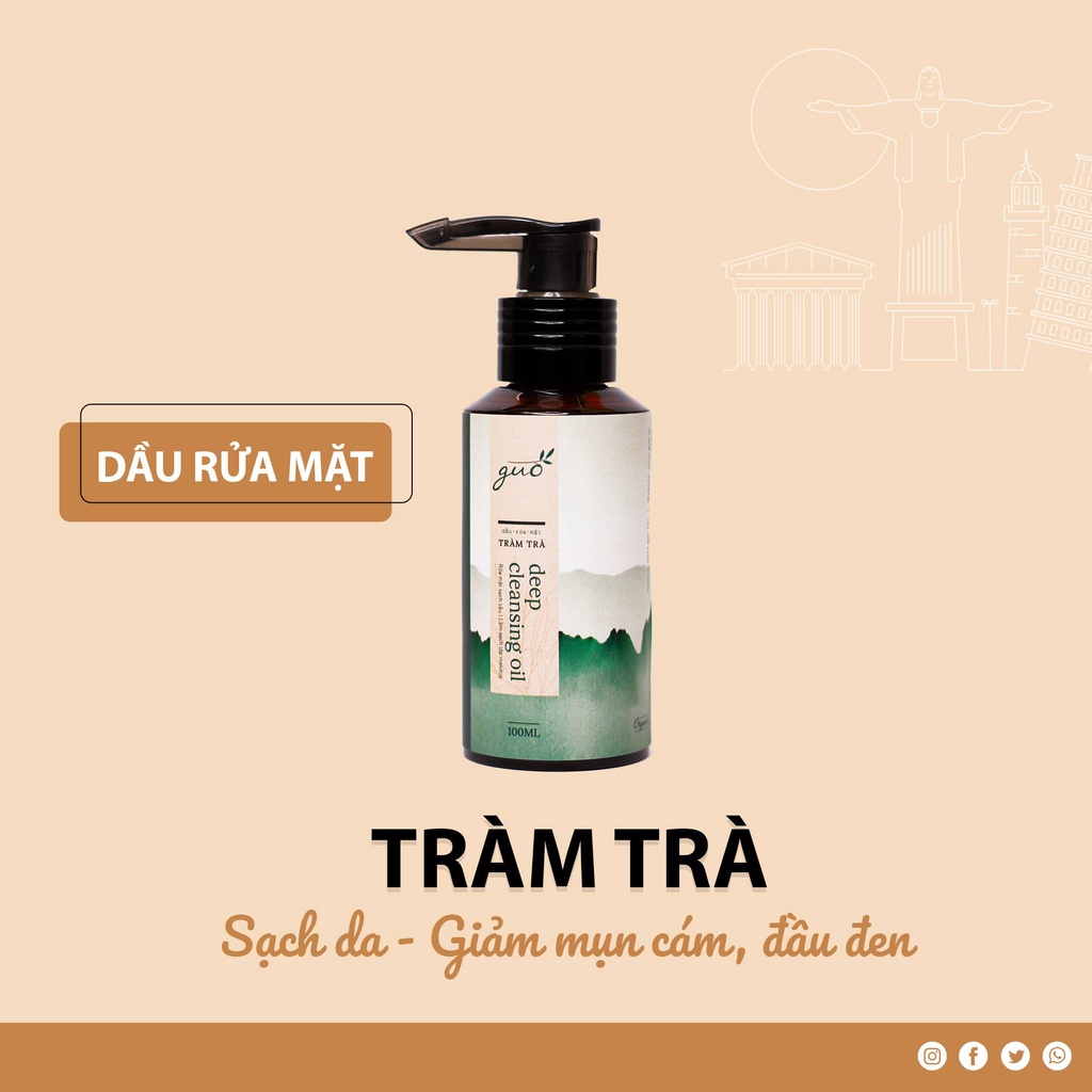 [HÀNG CHÍNH HÃNG] AN TOÀN CHO MẸ BẦU- Dầu Rửa Mặt Tẩy Trang Tràm Trà GUO - Deep Cleansing Oil 100ml