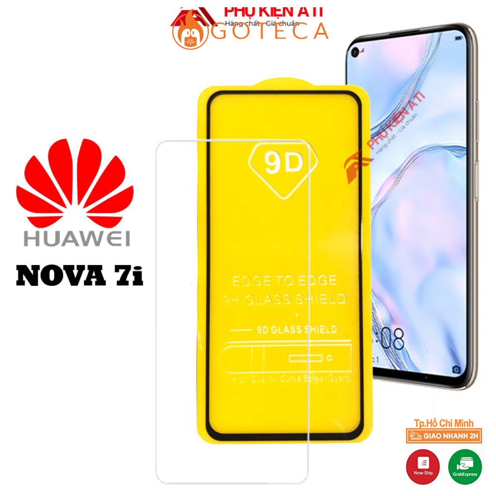 Kính cường lực Huawei Nova 7i- Full màn hình 9D và Trong suốt-Độ cứng 9H