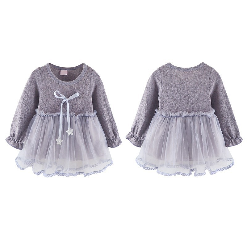 Đầm cotton dài tay phối ren dễ thương dành cho bé gái