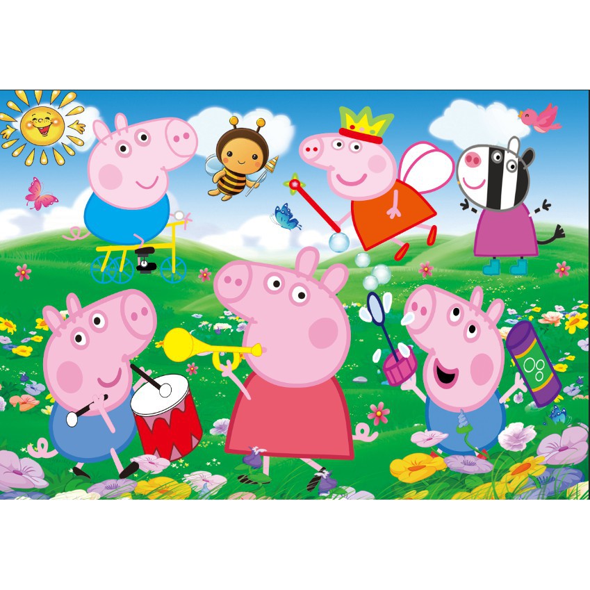 Tranh Xếp Hình Heo Peppa Pig 16 40 60 100 200 Mảnh Bằng Gỗ Ghép Hình