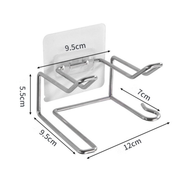 Giá Treo Máy Sấy Tóc KUNBE Chất Liệu Inox Dán Tường Không Cần Khoan Đục