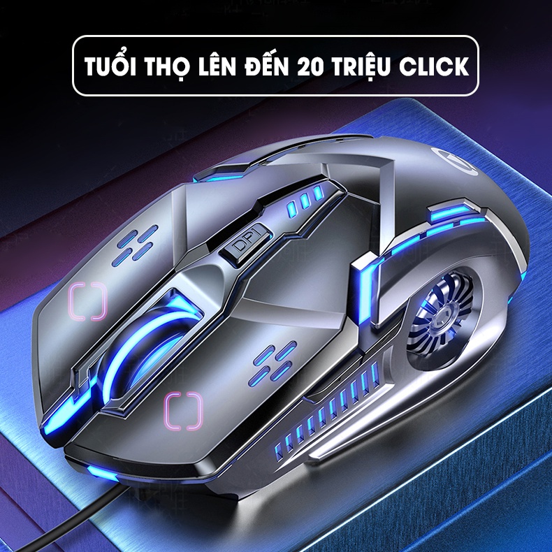 Chuột máy tình gaming có dây SIDOTECH G5 có 6 nút ấn 4 mức chỉnh DPI đèn led RGB cho chơi game và làm việc văn phòng
