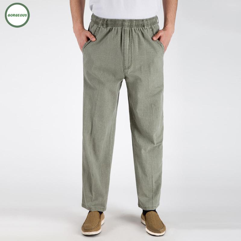 Trousers Cotton Linen Loose Slacks Summer Zipper Breathable Drawstring