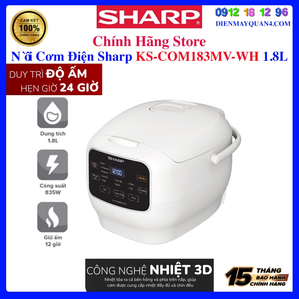 [Sharp COM183MV] Nồi Cơm Điện Tử Sharp KS-COM183MV-WH 1.8L