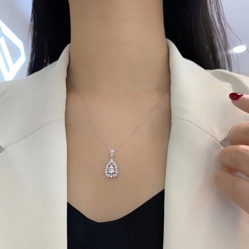 vòng cổ Mặt Hình Giọt Nước Pt950 Platinum Diamond Necklace For Women Qua-1