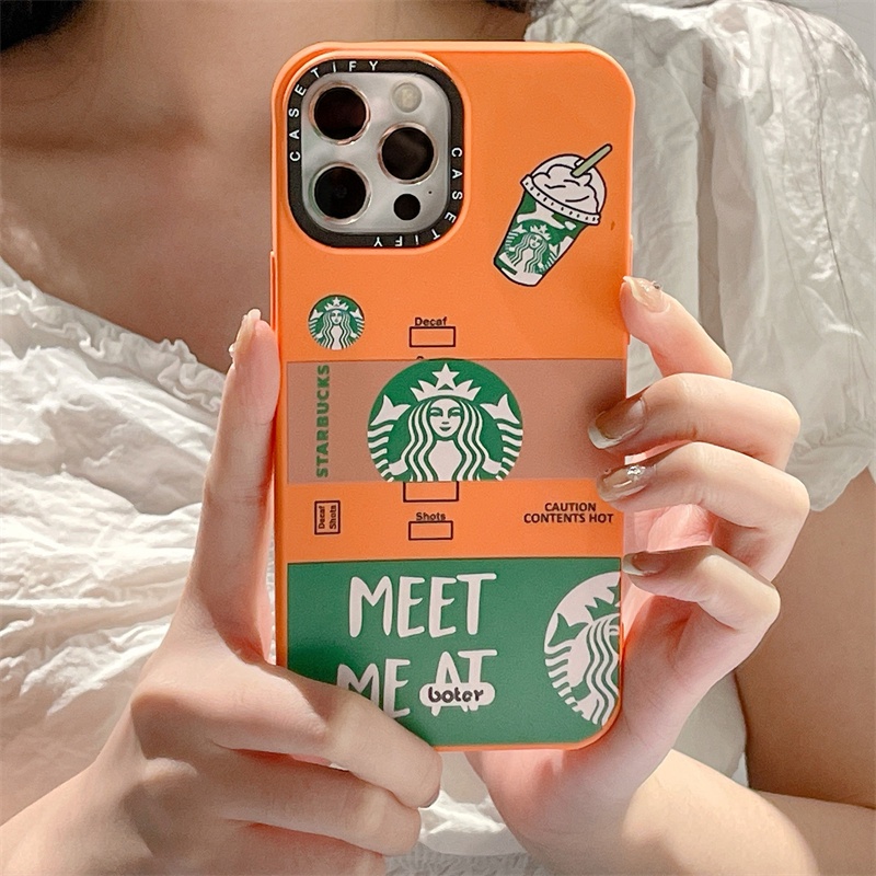 Casetifg New Casing Coffee Brand Star Buck With Box Phone Case Compatible For iPhone 14 Plus 11 12 13 14 Pro Max XS MAX XR Shockproof TPU Liquid Silicone Cover