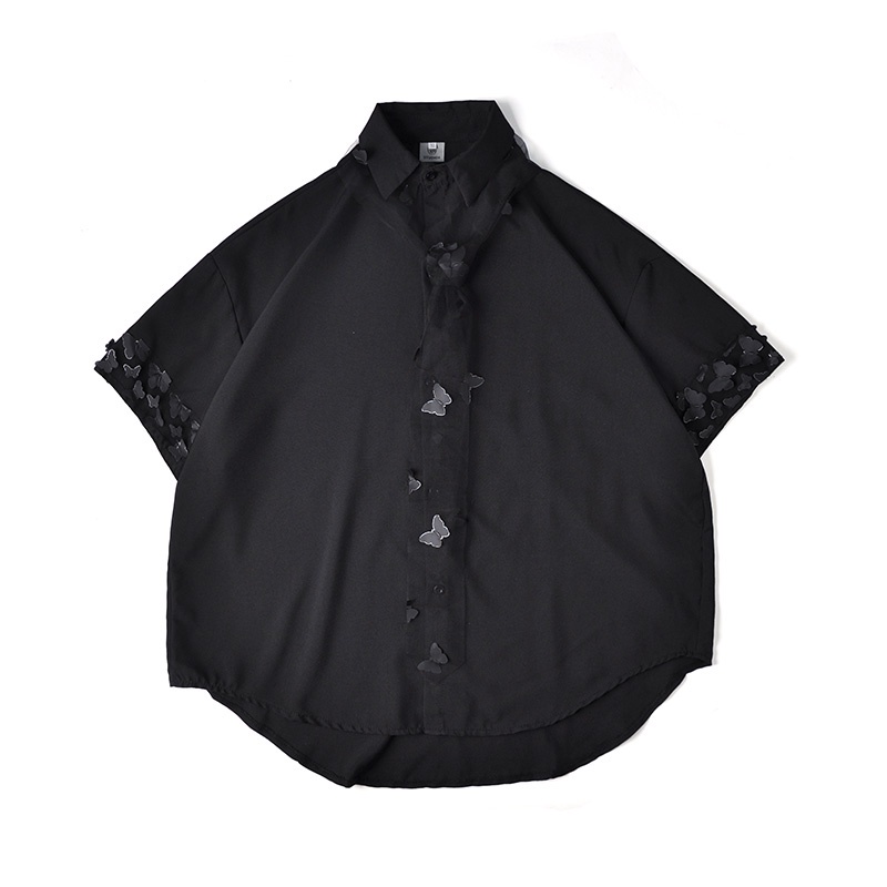 Áo sơ mi nam tay ngắn thắt nơ bướm phong cách thời trang Hàn Quốc