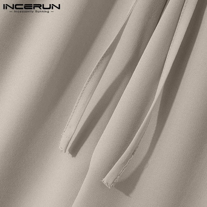 Quần Baggy INCERUN dây rút xẻ tà bên hông lưng cao hợp thời trang cho nam