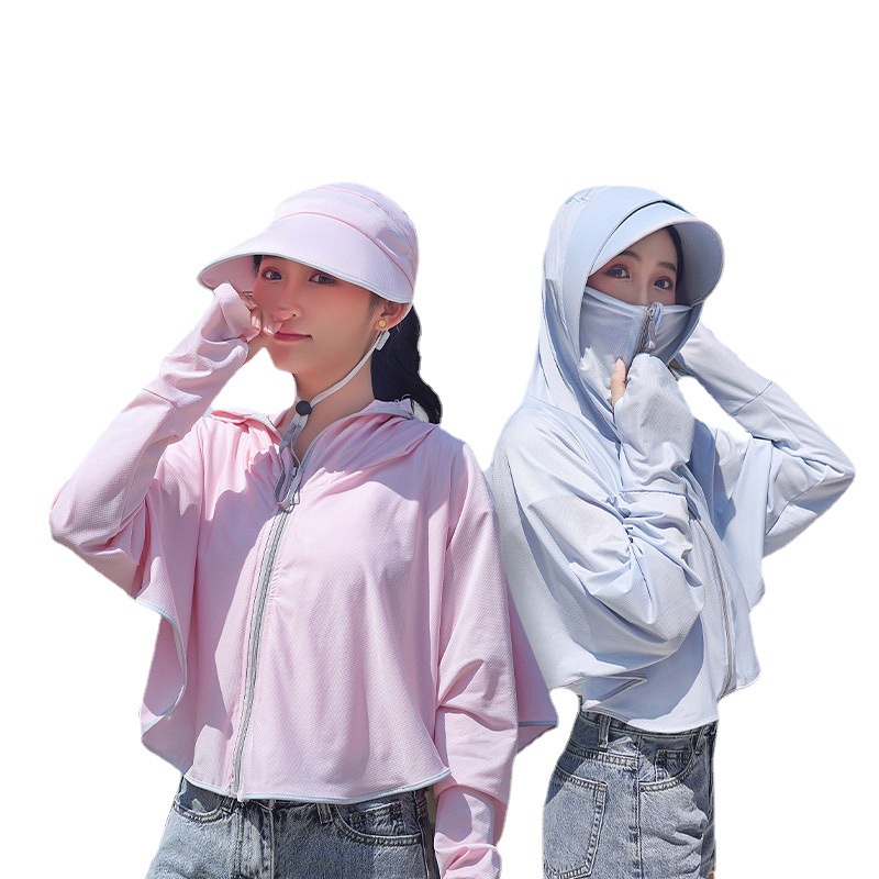 Combo Mũ và Áo Khoáng Chống Nắng Chống UV - Có Thể Tách Ra Được - Vừa Có Mũ Trùm &amp; Mũ Riêng - Chất Lụa Lạnh - Loại Dầy