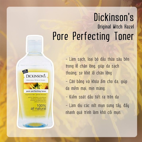 Nước Hoa Hồng Làm Sạch, Se Khít Lỗ Chân Lông Dickinson's Witch Hazel Toner