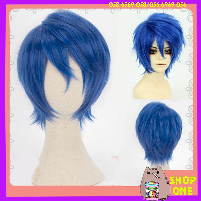 [sẵn] Wig/tóc giả cosplay Jellal - Fairy tail (cơ bản nam xù xanh dương) tại MIU SHOP 01