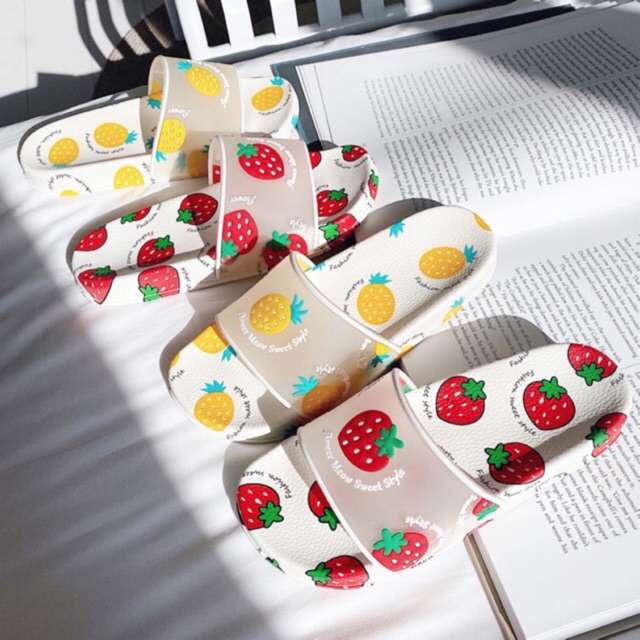 Dép in hình hoa quả đế cao su chất lượng cao