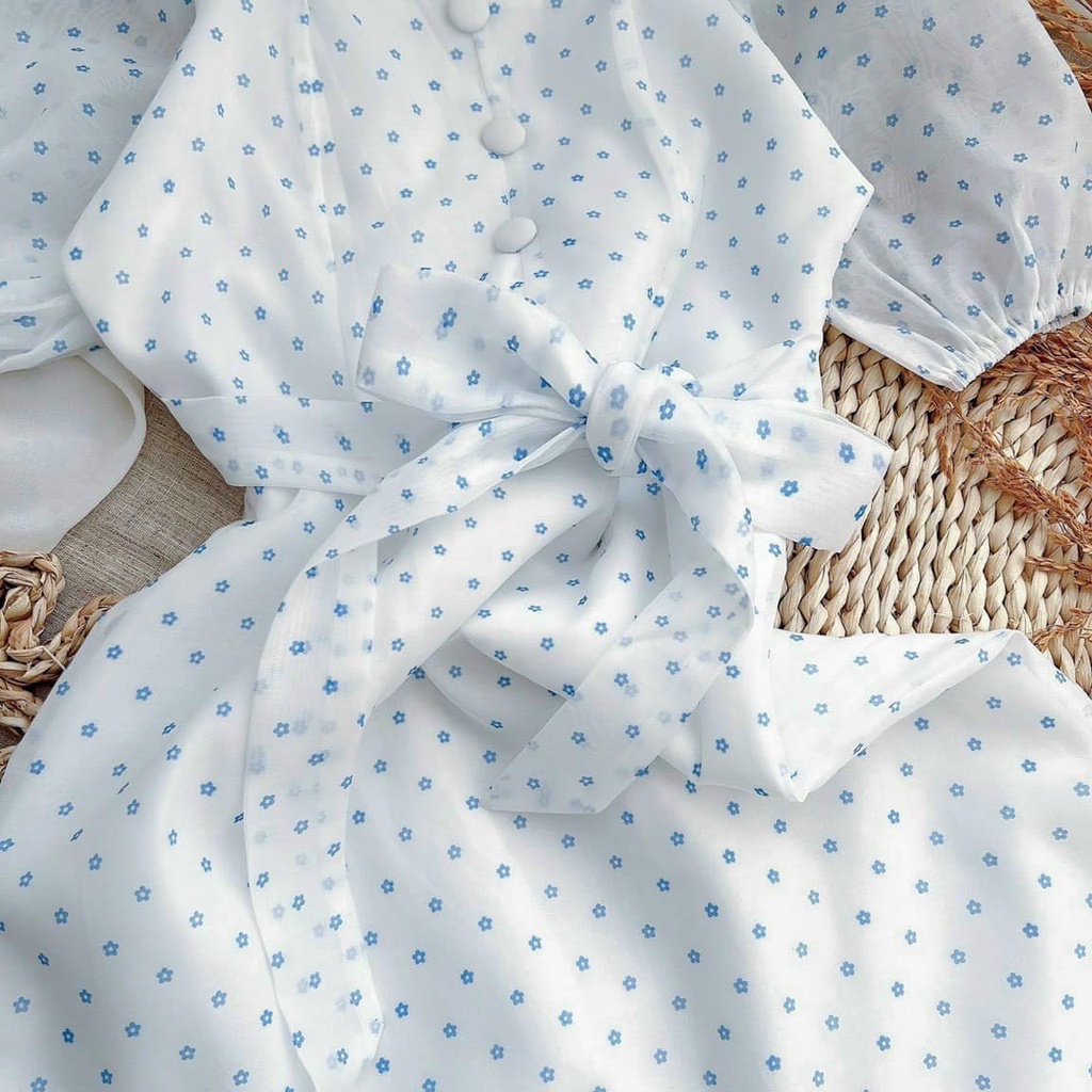 Đầm nữ dễ thương, đầm midi hoa đắp chéo thắt eo bo chun phân eo nên cực kì dễ mặc hàng cao cấp Diểm Shop | BigBuy360 - bigbuy360.vn