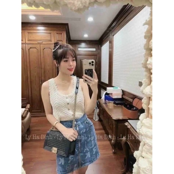 ÁO REN LEN 2 DÂY CÚC GỖ MS11772