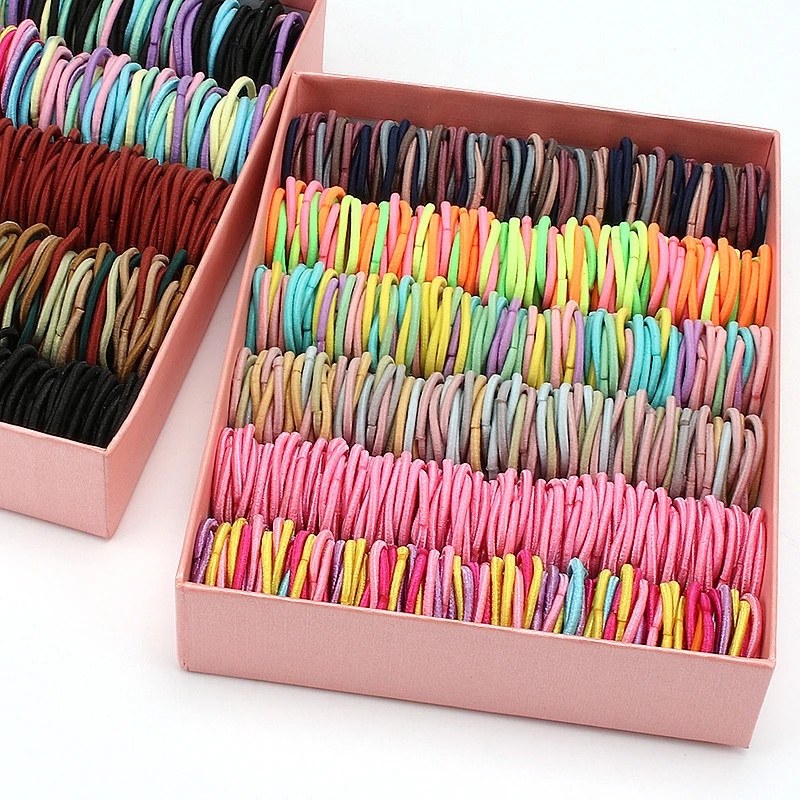 Set 50 dây buộc tóc cao su co giãn nhiều màu sắc đáng yêu dành cho bé gái