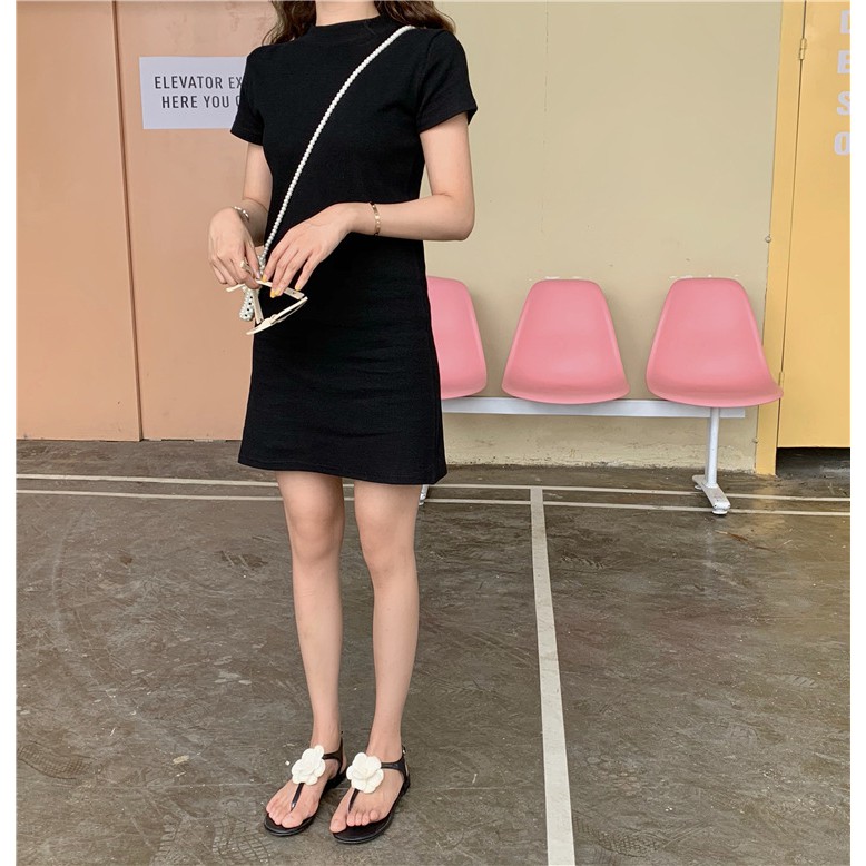 Váy suông nữ ngắn tay ulzzang, Đầm suông nữ dáng ngắn cổ tròn cotton - Maoshop | BigBuy360 - bigbuy360.vn