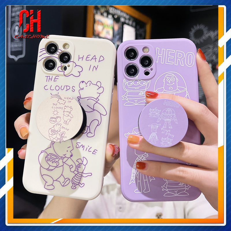 Ốp Lưng Hình Gấu Pooh Đáng Yêu Kèm Giá Đỡ Cho Poco X3 Nfc X3 Pro M3 Xiaomi Redmi 9 9c Nfc 9a 9i 9t 9 Pro 10x Poco M2 Pro Redmi Note 9 8 10 10s