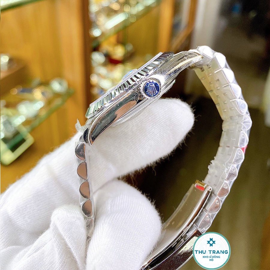 Đồng hồ nam Rolex cơ Automatic máy nhật mẫu đen dây thép trắng viền trơn size 39-40mm