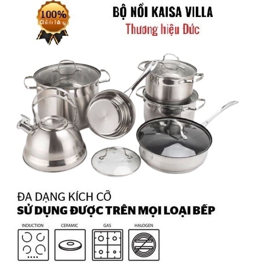 BỘ NỒI 7 MÓN 14 CHI TIẾT VICALINA  ĐÁY NỒI 7 LỚP CẦM KHÔNG NÓNG TAY.