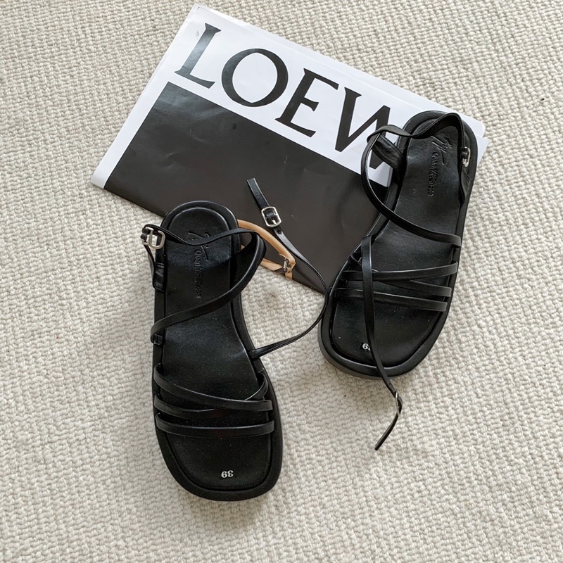 Sandal xuồng 5cm đế mút siêu nhẹ, dây mảnh chéo lên chân siêu xinh