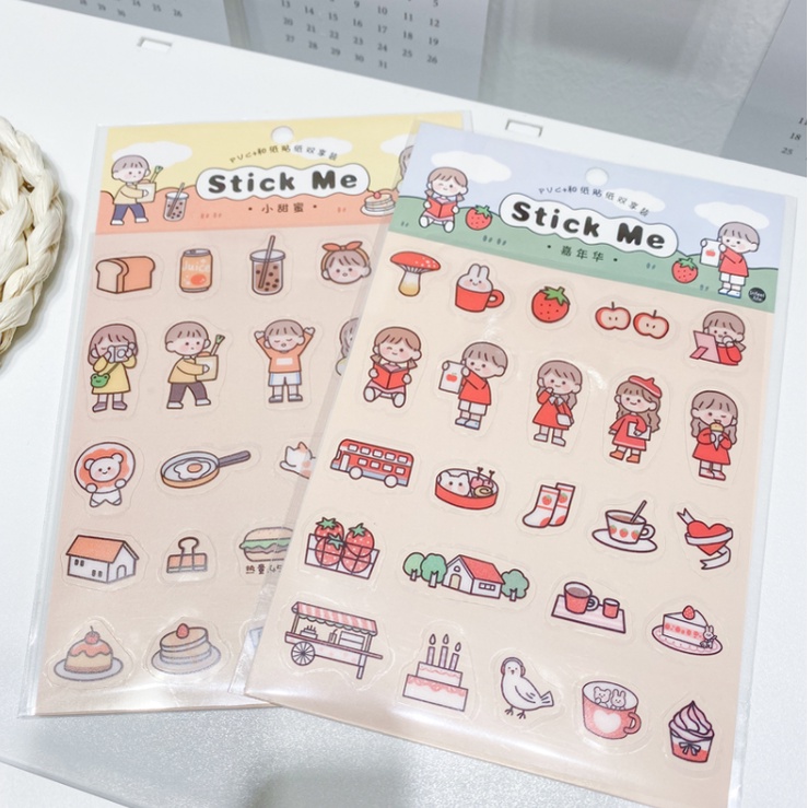 [Hàng mới về] Sticker - Bảng Sticker Cô Gái Nhỏ Nhắn Và Chàng Trai Đáng Yêu Stick Me Trang Trí DIY