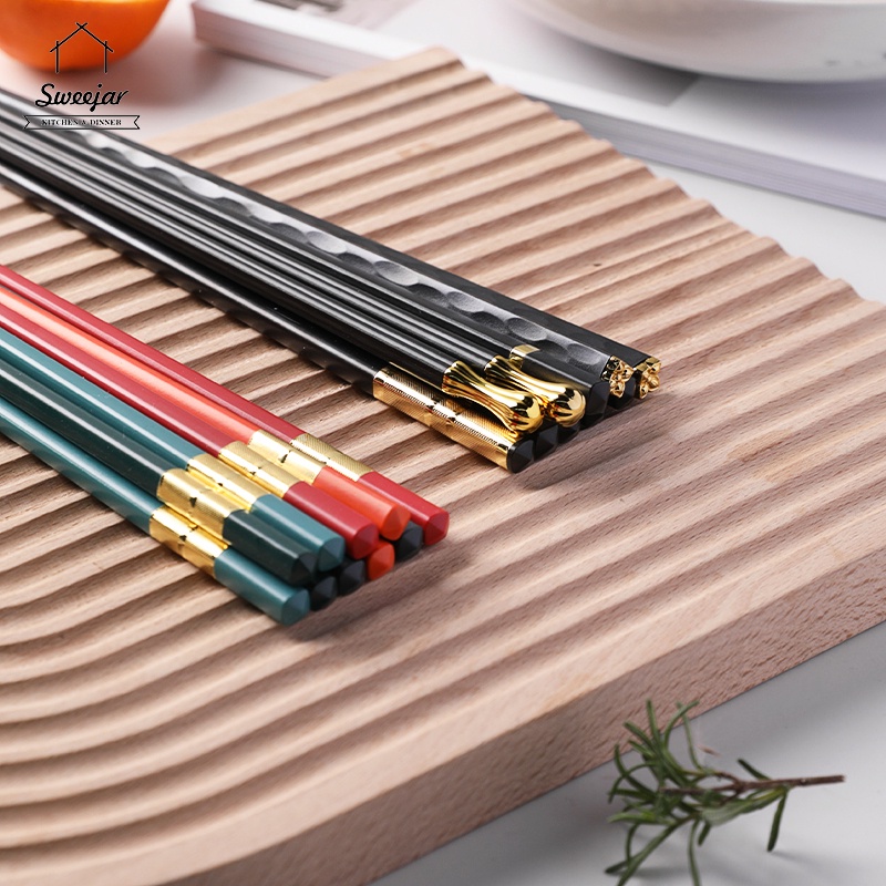 SWEEJAR Set 5 đôi đũa bằng hợp kim chống ẩm chống ẩm chịu nhiệt độ cao
