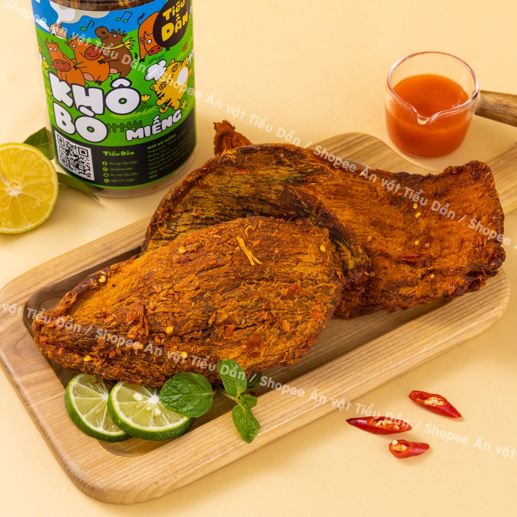 Khô bò miếng hũ lớn 250g Tiểu Dần đồ ăn vặt vừa ngon vừa rẻ | BigBuy360 - bigbuy360.vn