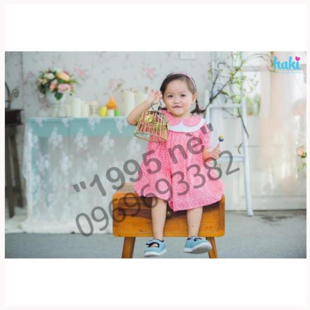 Đầm bé gái_Váy cổ sen hai lớp HAKI- Đỏ hoa nhí HK478 ( Hàng Việt Nam xuất khẩu)