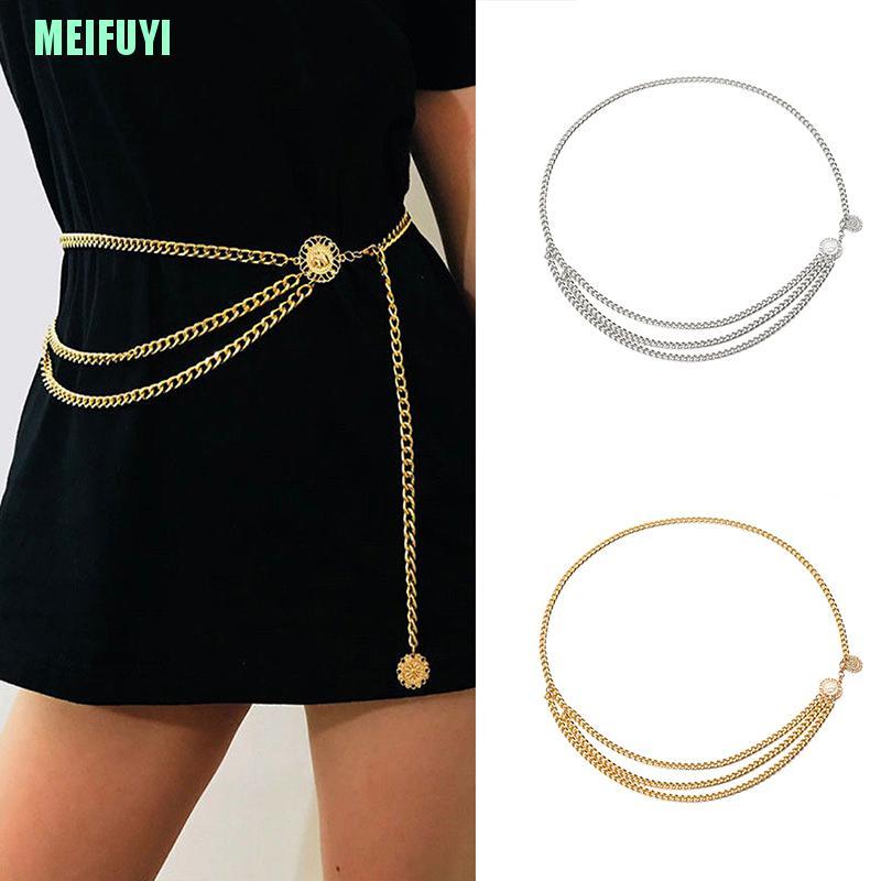 Thắt Lưng Dây Xích Kim Loại Phong Cách Retro Cho Nữ