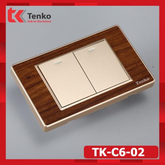 Công Tắc Vân Gỗ Viền Vàng - Thương Hiệu Nhật Bản Tenko - Mẫu Mã Đẹp Dễ Thiết Kế Cho Nhà Gỗ or Ốp Gỗ TK-C6-G02