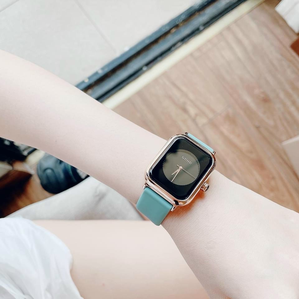 Đồng hồ thời trang nữ đeo tay GUOU mặt vuông dây cao su silicon hàng cao cấp chống nước chống xước khi sử dụng | BigBuy360 - bigbuy360.vn