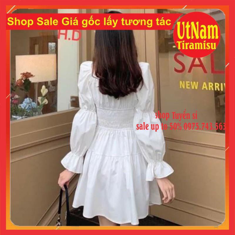 [RẺ VÔ ĐỊCH] Váy Tiểu Thư Triết eo Mặc 2 kiểu Trễ Vai Hoặc Cổ Vuông Vintage ❤ Đầm Xòe 2 Lớp có lót váy trong | BigBuy360 - bigbuy360.vn