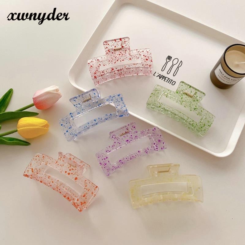 Korean Style Hair Clip Large Crystal Hair Clamp Grab Clip Square Hairpin Female Clip Headdress Shark Ribbon Fashion Hair Accessories XWNYDER