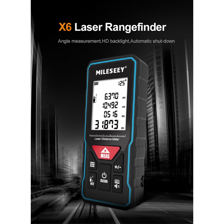 Đồng Hồ Đo Khoảng Cách Bằng Laser X5 X6 40M 60M 80M 100M Có Thể Sạc Lại Dùng Trong Xây Dựng