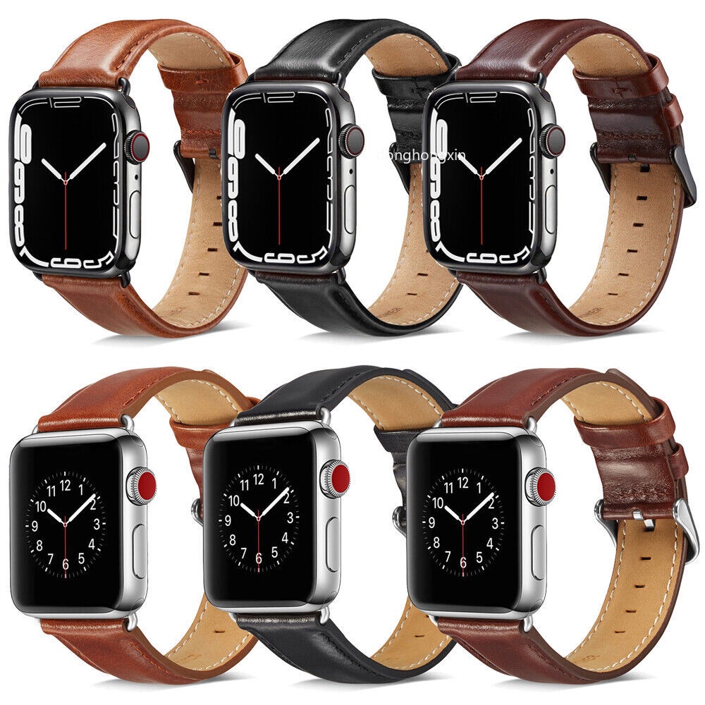 Dây Đeo Bằng Da 40/44/41/45mm Dành Cho Đồng Hồ Apple Watch Series 7 6 5 4 3