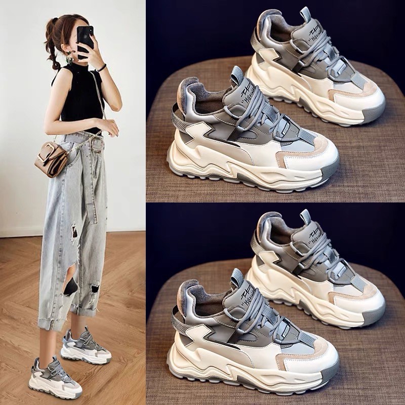 Giày thể thao nữ độn đế cao 5p, Giày sneaker nữ đế cao thời trang mã 001 hot trend 2022