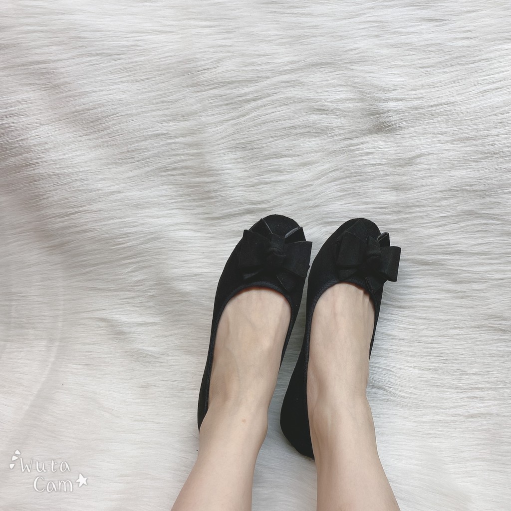 ] Giày Búp Bê Nữ Da Lộn Đế Bệt Mũi Tròn Thắt Nơ G20 | BigBuy360 - bigbuy360.vn